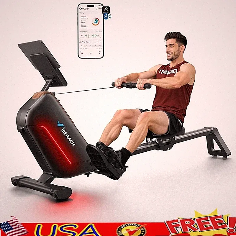 Powerful Magnetic Rowing Machine W/ Smart Resistance Control & LED Monitor New