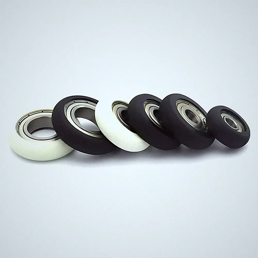 PU Rubber Roller Plastic Bearing Cnc Guide Wheel Flat Belt Roller White Black