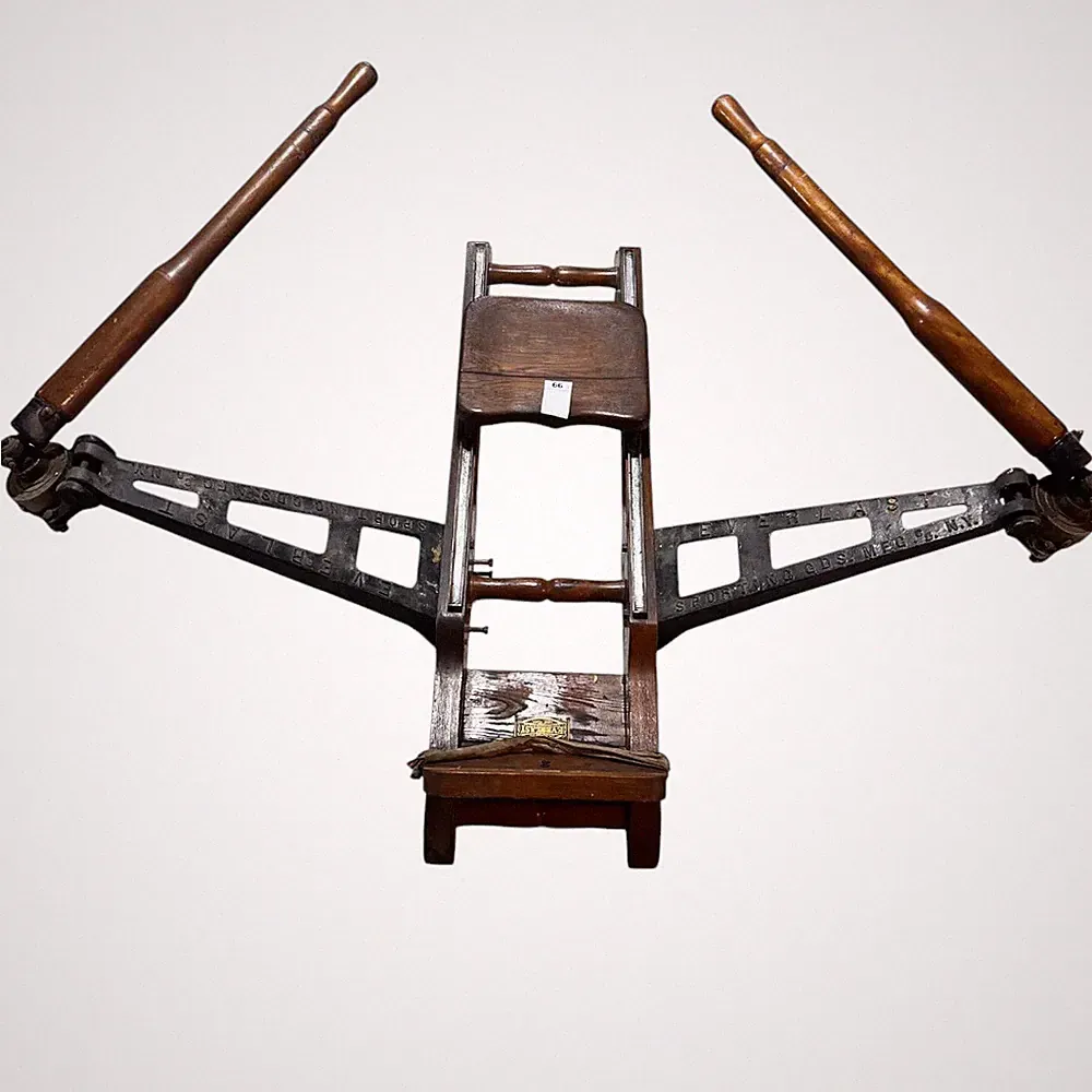 RARE Antique Everlast wood and cast iron rowing machine