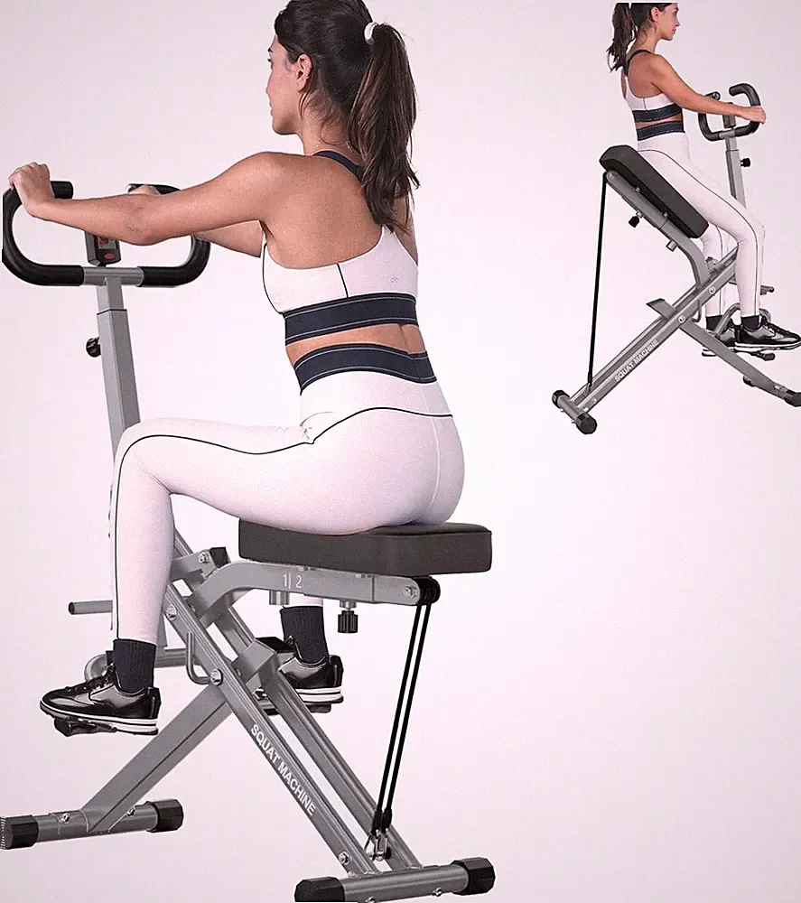 Row and Ride Squat Machine Foldable Full Body Workout 330lb Capacity, Foldable