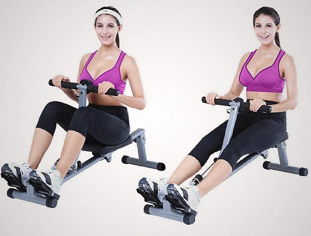 Rowing Machine by Iron Bar with Comfort Grip and Seating Free US Shipping