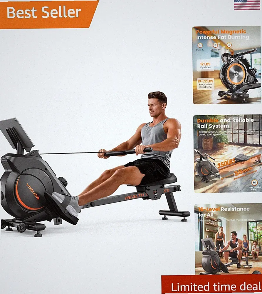 Rowing Machine for Home, Magnetic Rower Machine for Beginners to Athletes, Us...