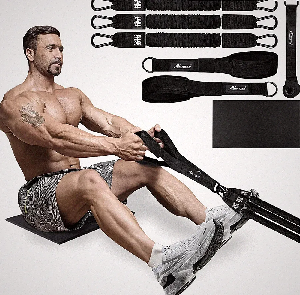 Rowing Resistance Bands - Ultimate Home Gym Workout for Full Body Fitness