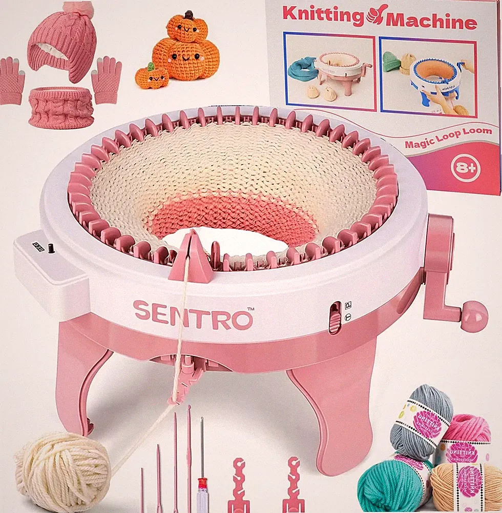 SENTRO 48 Needles Smart Knitting Machine for Adults & Beginners - Pink