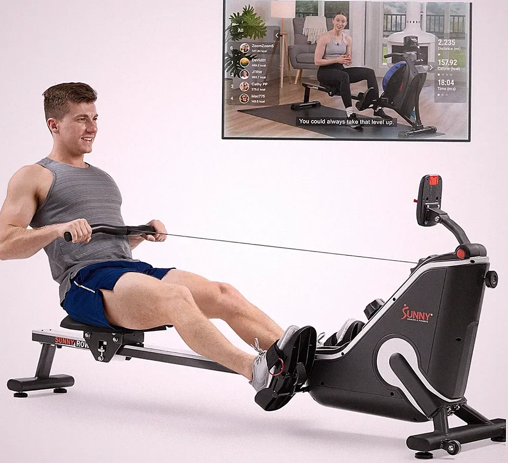 Smart Flippable Magnetic Rower, 50 Inches Quiet & Smooth Stainless Steel Rail