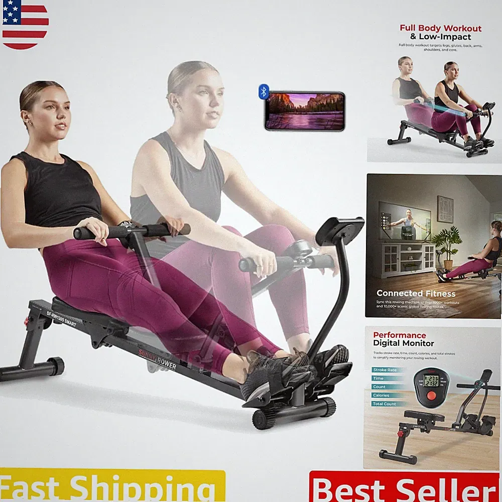 Smart Rowing Machine: 12-Level Hydraulic Resistance, Compact, App-Ready