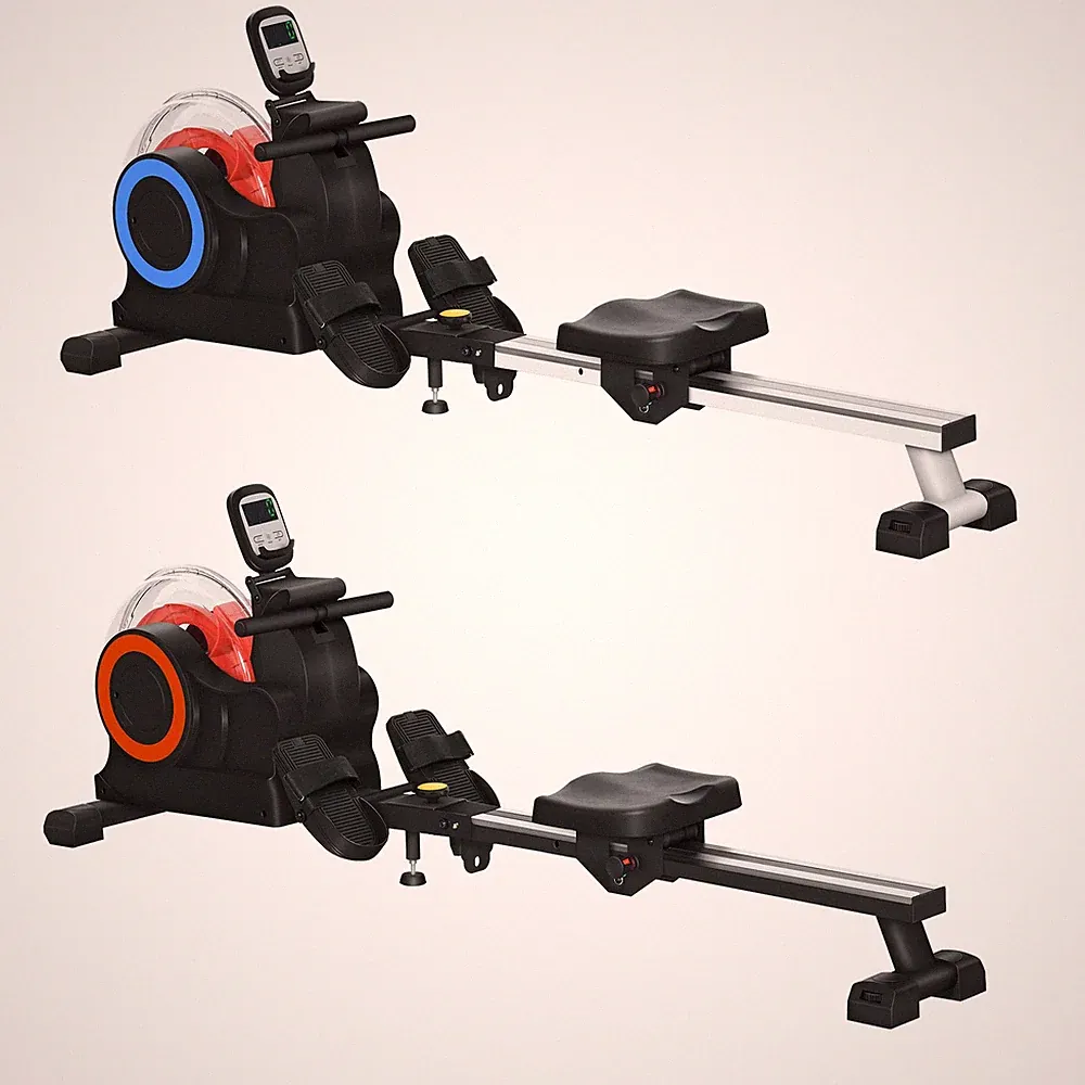 Soozier Foldable Water Rowing Machine with Wheels for Home Gym