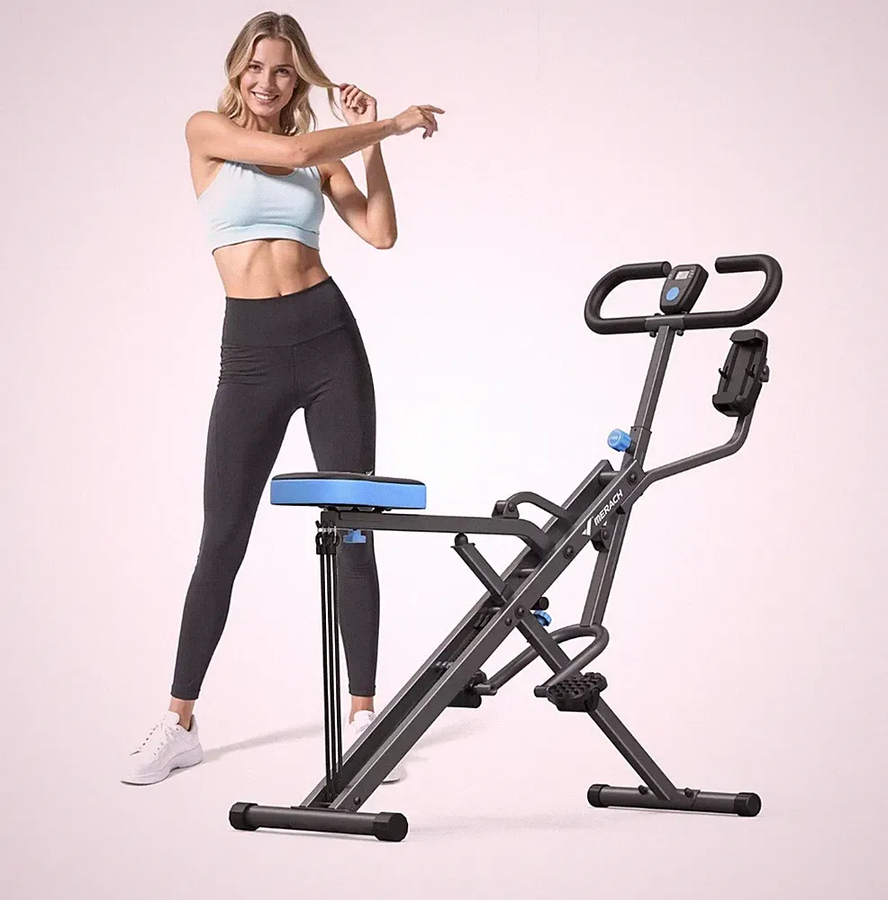 Squat and Rowing Machine With 350 lb Weight (Blue & Pink)