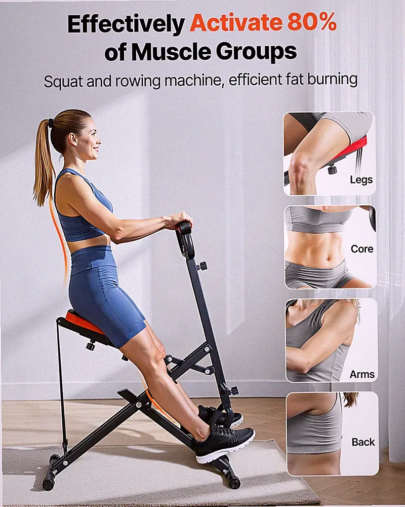 Squat Machine, Deep Squat Rowing Machine for Home, Black