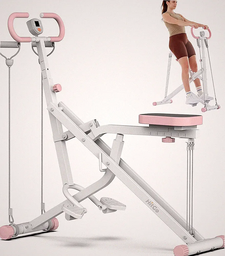 Squat Machine for Home, 2-In-1 Squat & Rowing Exercise Equipment with 3 Resistan
