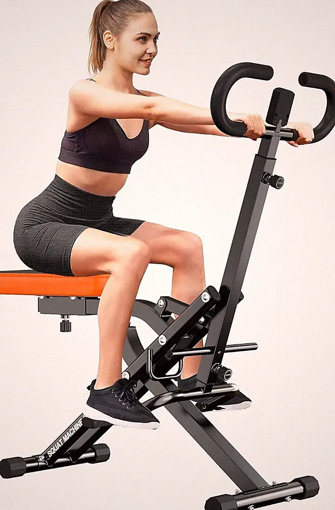 Squat Machine for Home Gym, with Adjustable Resistance | Squat Rowing Machine wi