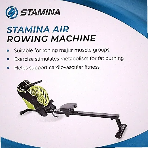 STAMINA ATS AIR ROWER | ROWING MACHINE | LCD MONITOR | - - CRYPTO GREEN / BLACK