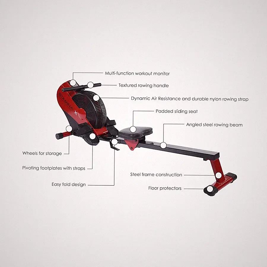 Stamina X Air Rower 1401 | Dynamic Air Resistance, Foldable | Home HIIT & Full B