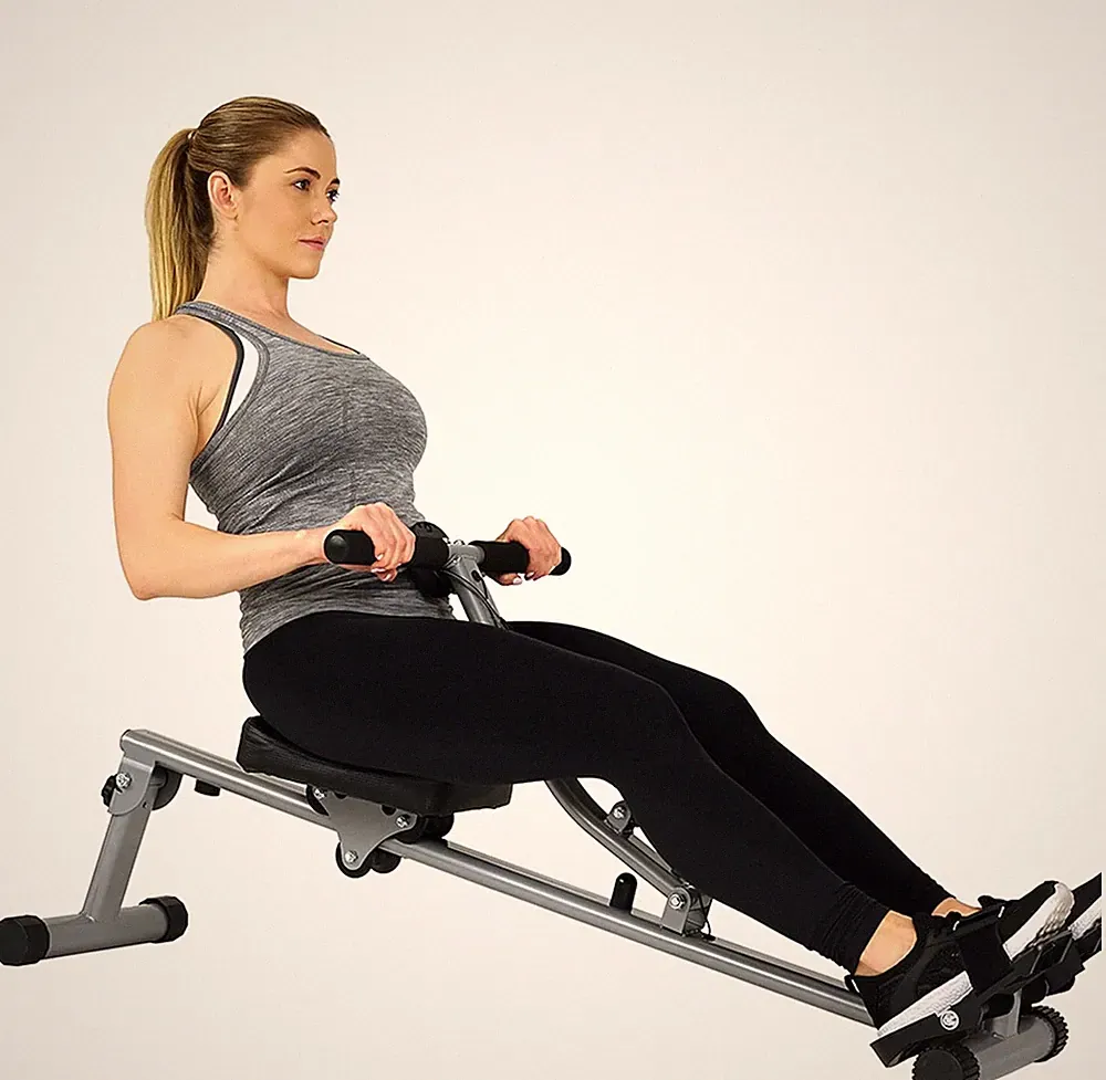 Sunny Health & Fitness Compact Adjustable Rowing Machine with 12 Levels Classic