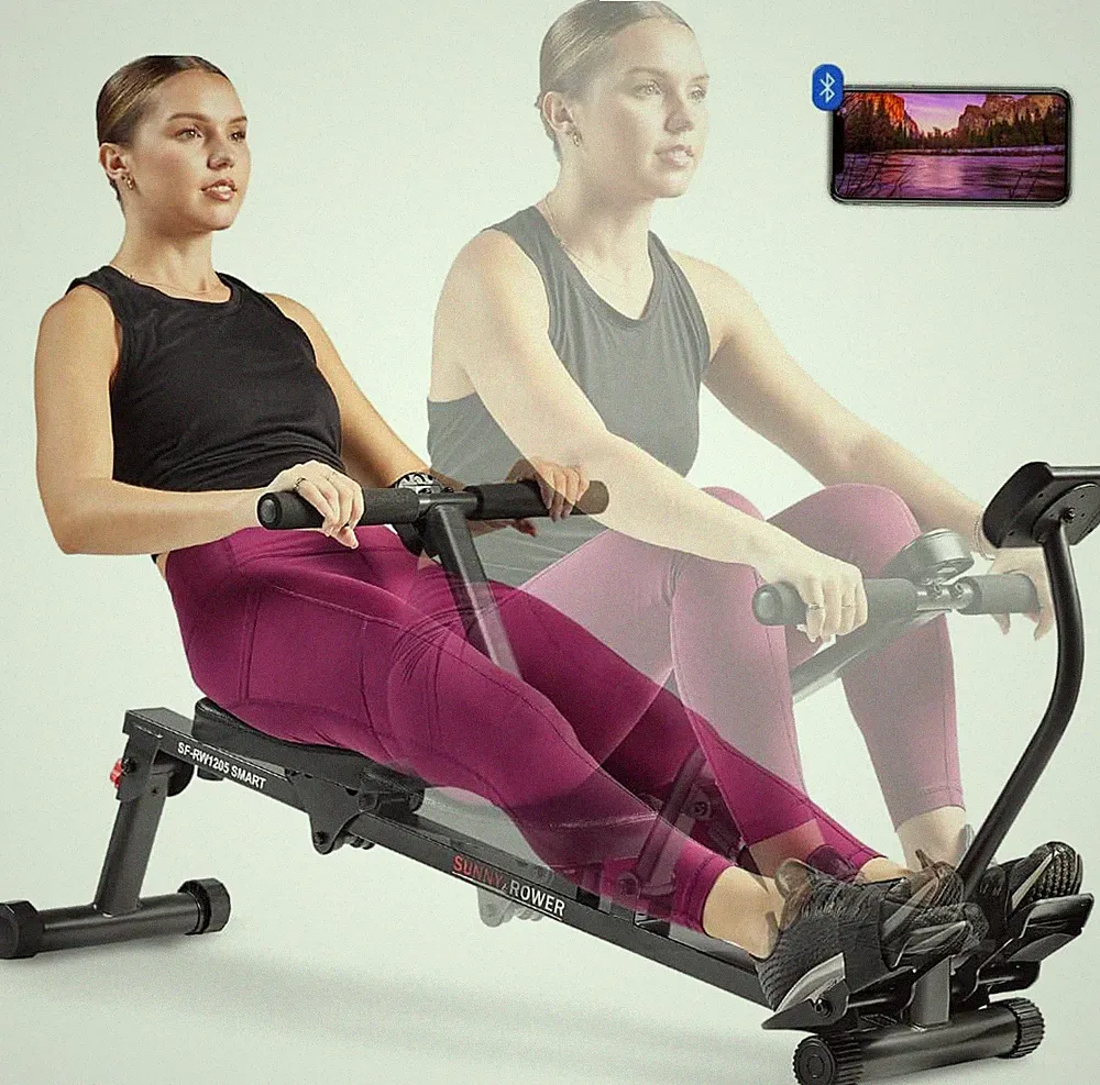 Sunny Health & Fitness Compact Adjustable Rowing Machine with 12 Levels of Resis