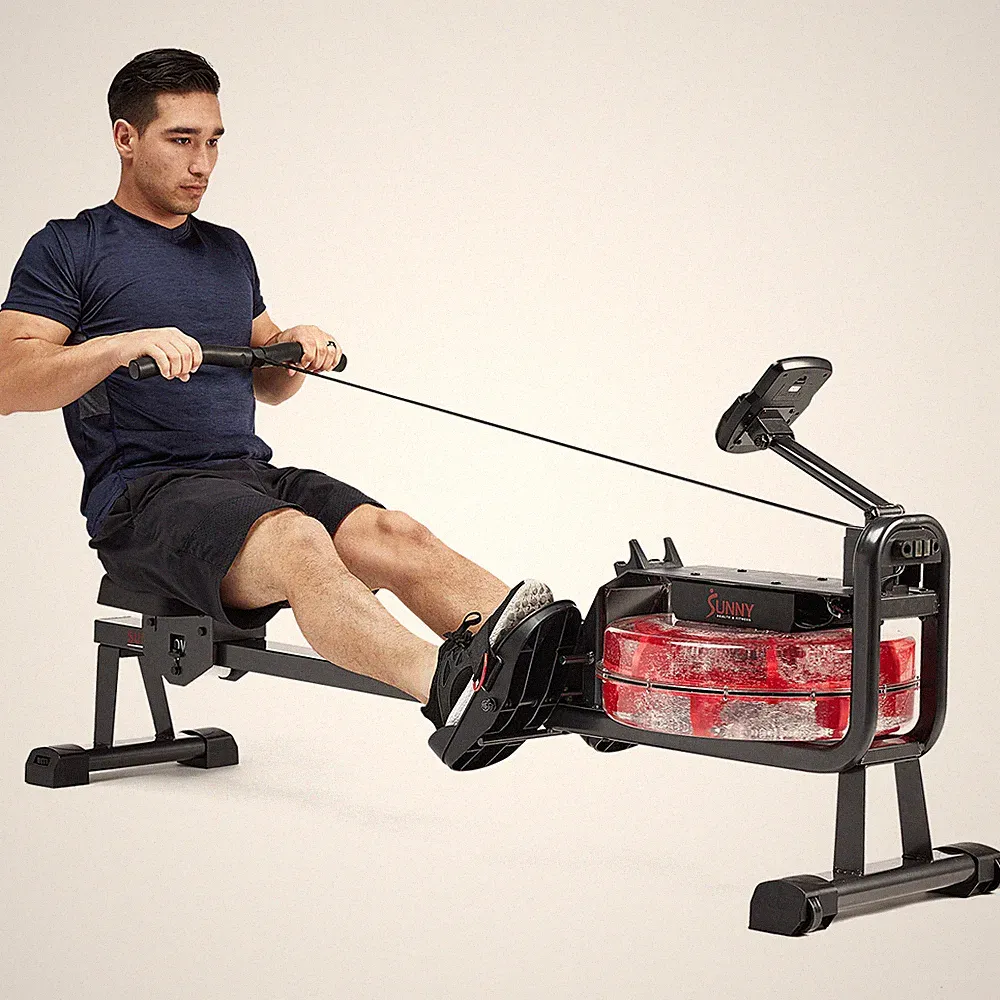 Sunny Health Fitness Hydro Compact Water Smart Rowing Machine for Home RW522073
