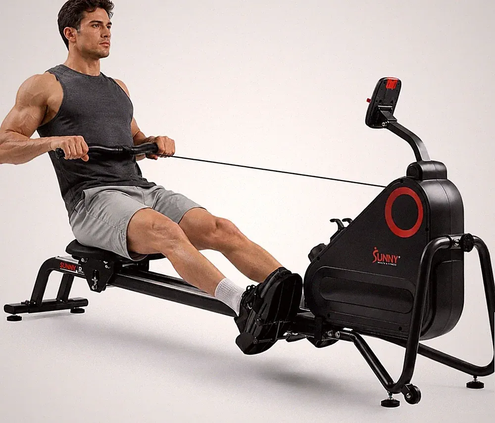 Sunny Health Fitness Magnetic Rower Quiet Foldable