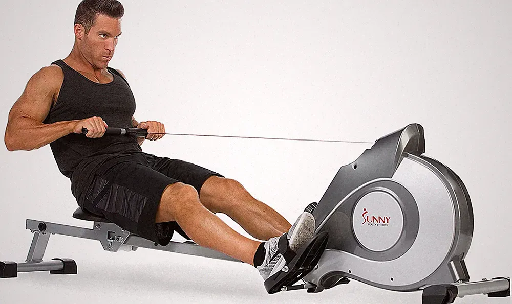 Sunny Health & Fitness Magnetic Rowing Machine Rower with 8-Level Resistance, Ex