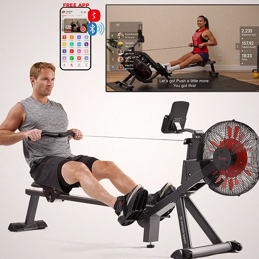 Sunny Health & Fitness Premium Smart Magnetic Air Rower – SF-RW5940SMART
