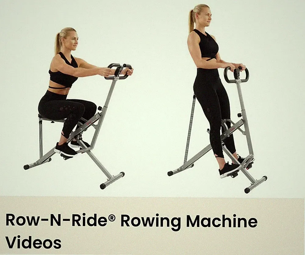 Sunny Health Fitness Row-N-Ride Hydraulic Rowing Machine Silver Foldaway