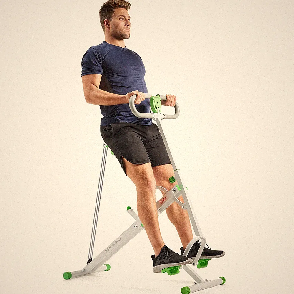 Sunny Health & Fitness Row-N-Ride® SMART Upright Squat Assist Exerciser in Green