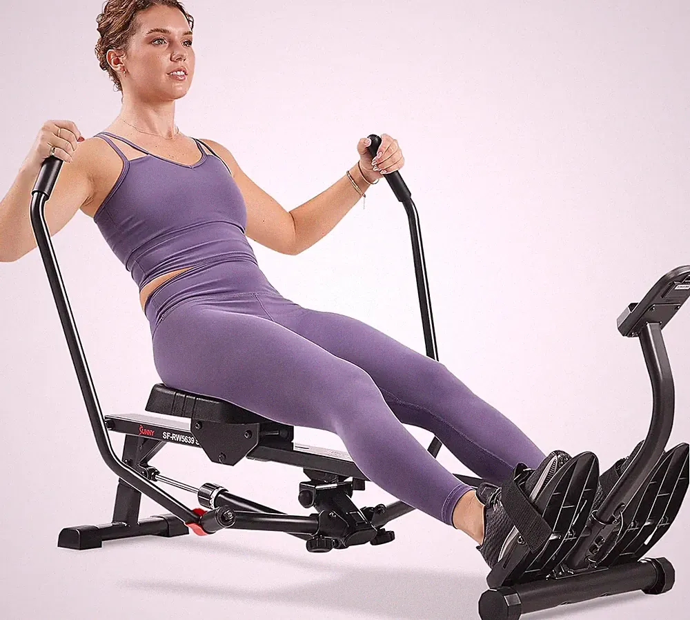 Sunny Health & Fitness Smart Compact 360° Full-Motion Rower, Low-Impact Full-Bod