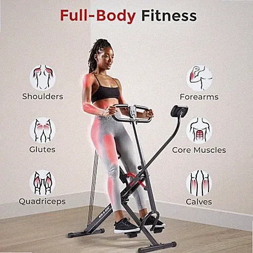 SUNNY HEALTH & FITNESS SMART UPRIGHT ROW-N-RIDE TRAINER W/ADJUSTABLE - BLACK