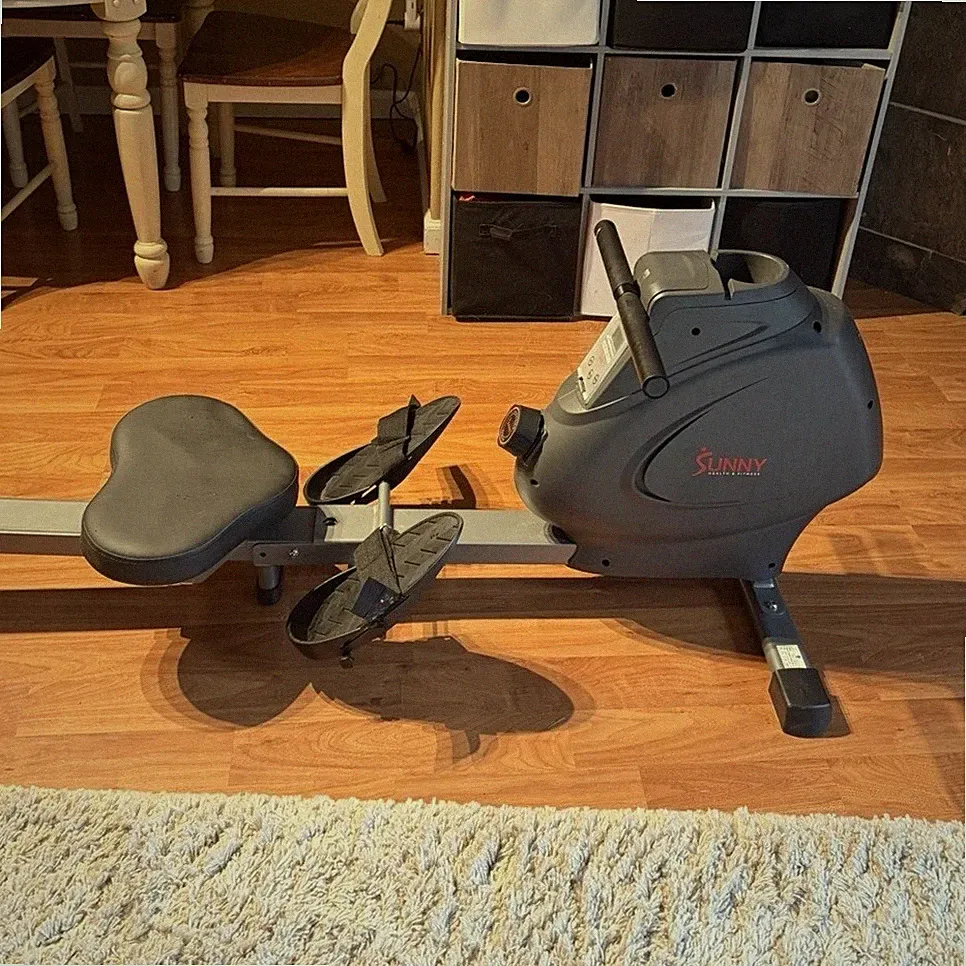 Sunny Rowing Machine Exerciser w/ LCD Display, Gray & Black