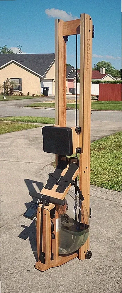 TOPIOM Lite Oak Water Resistance Rowing Machine w Bluetooth LCD Display