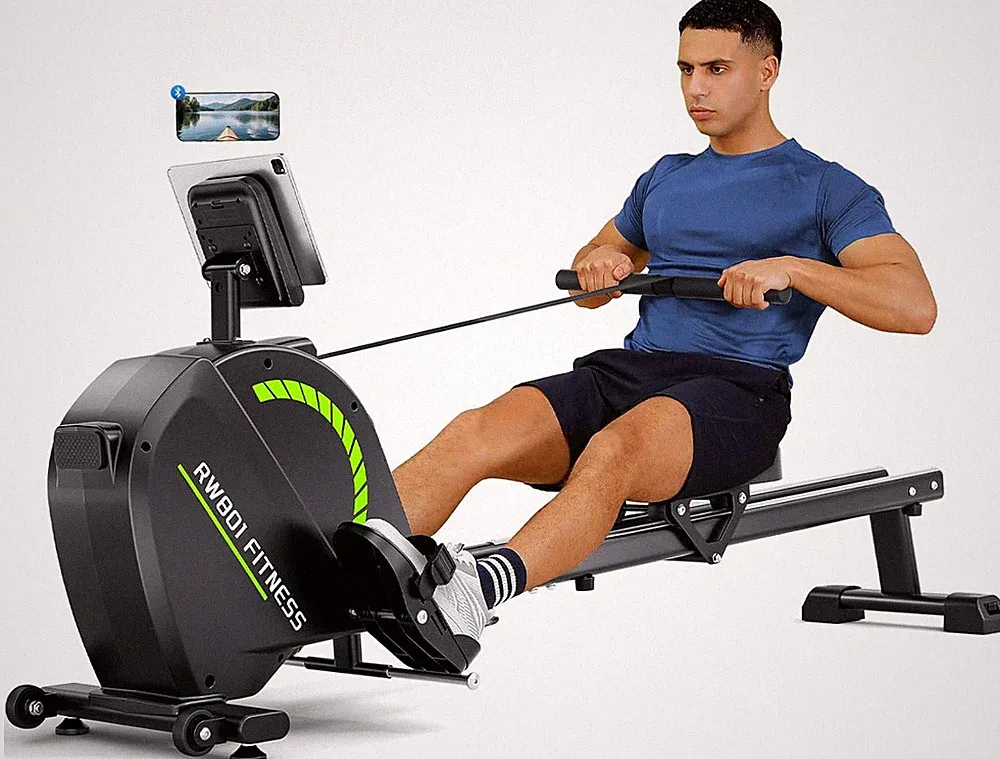 Upgraded Magnetic Rowing Machine, 350 LBS, 16 Resistance Levels, App Supported