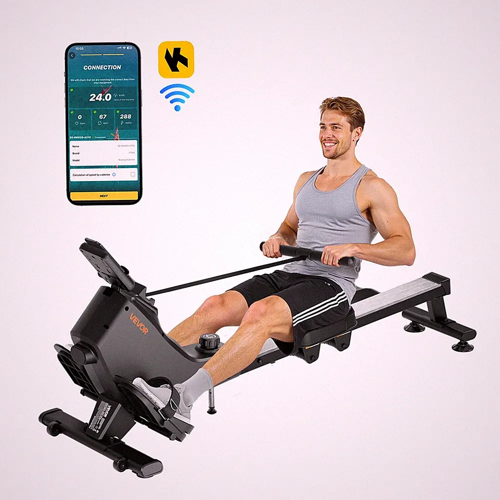 VEVOR Quiet Magnetic Rowing Machine Pulley Design 16 Level 350LB Weight Capacity