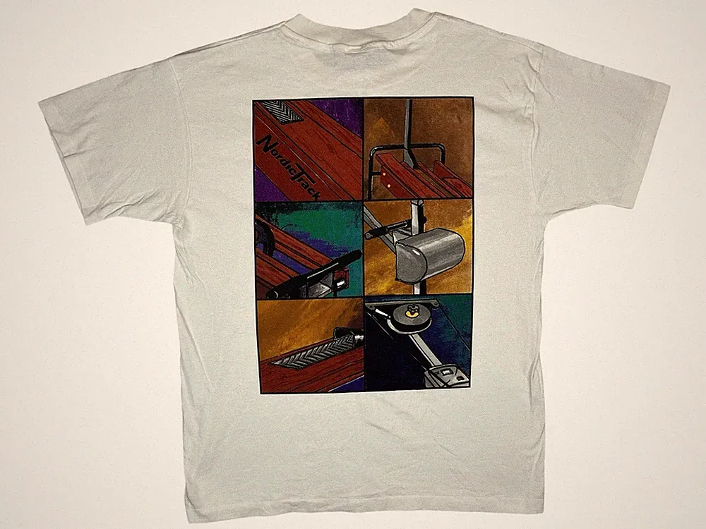 Vintage 90s NordicTrack Exercise Row Machine T-Shirt Equipment Rowing Wood XL