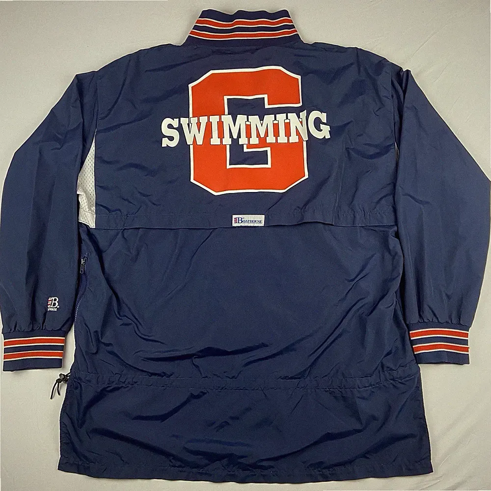 Vintage Boathouse Bullets Swimming Vented 1/4 Zip Jacket XL Navy | Made In USA