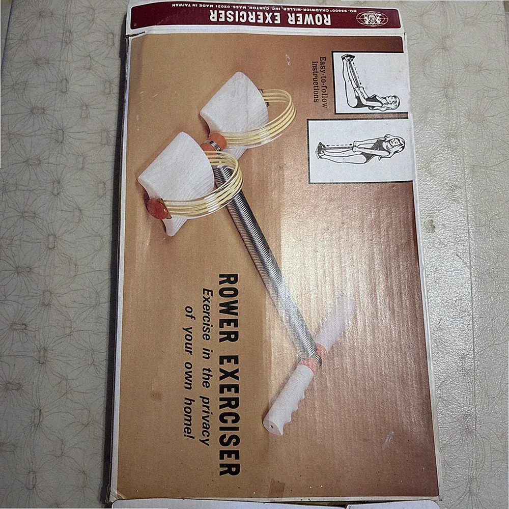 Vintage Spring Action Rower Exerciser Compact Pull Up Rowing Machine OPEN BOX