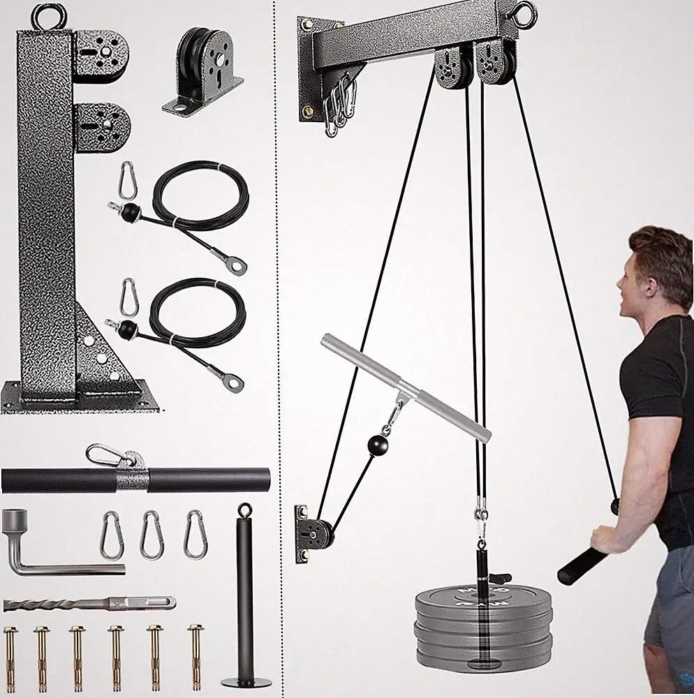 Wall Mount Pulley System for Gym - Lat Pull Down & Low Row Cable Machine