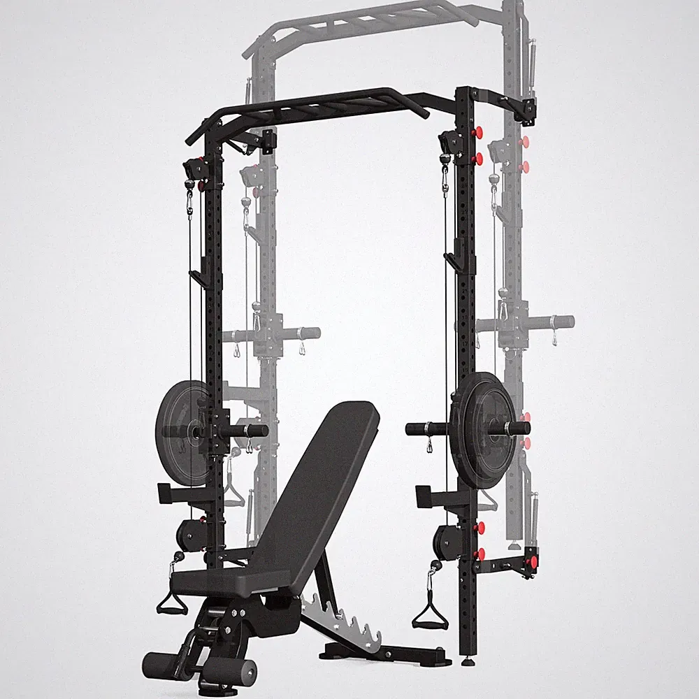 Wall Mounted Folding Squat Rack Power Cage w/Pull Up Bar J Hooks Home Gym