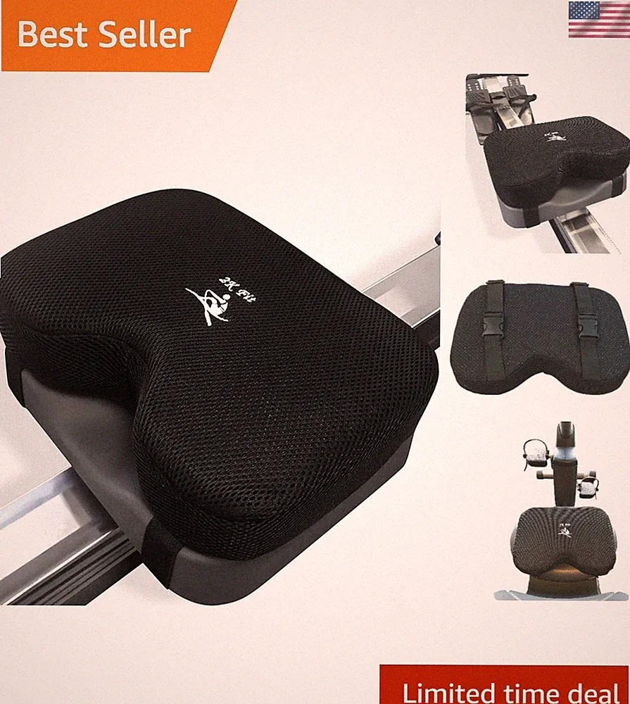 Washable Concept 2 Rowing Seat Pad with Adjustable Straps & Tailbone Support