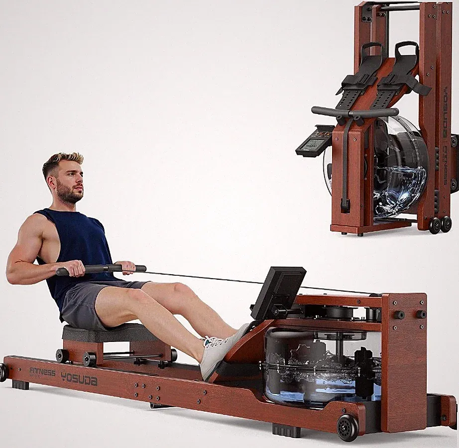 Water Rowing Machine Foldable for Home Use 5.8 Gal Large Water Tank