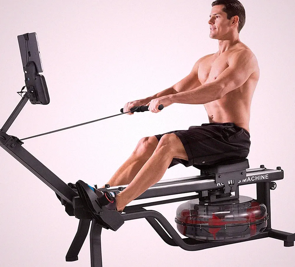 Water Rowing Machine for Home, 380 LBS Capacity, Digital Monitor & Tablet Holder