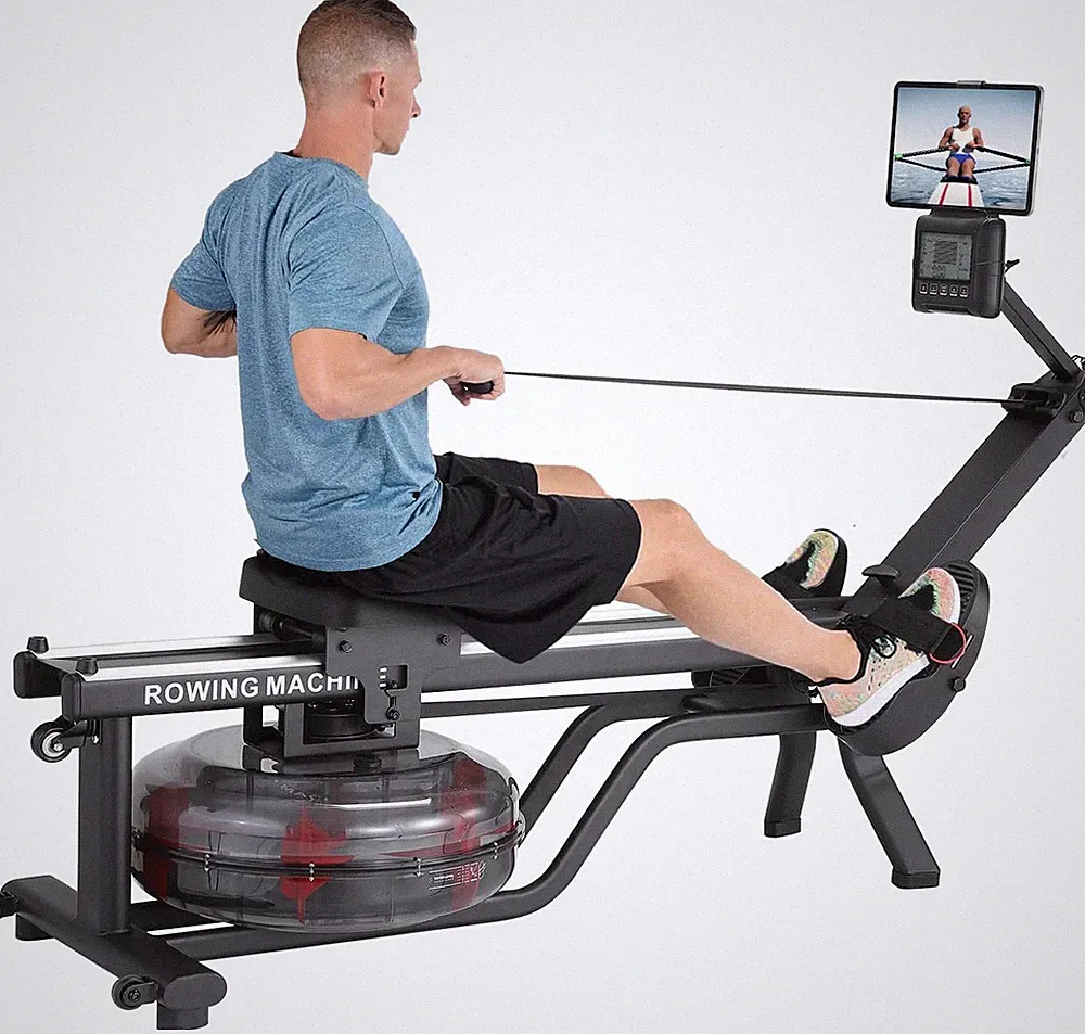 Water Rowing Machine for Home, 380 Lbs Capacity, LED Monitor & Tablet Holder
