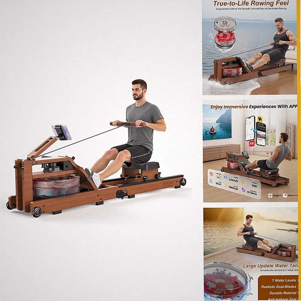Water Rowing Machine for Home Use- Rower Machine 400LBS Weight Capacity with Ded