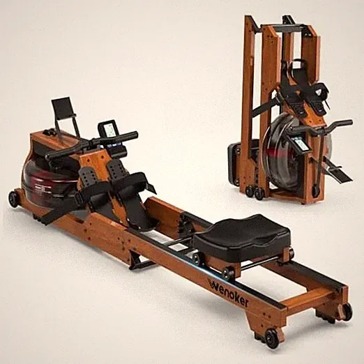Water Rowing Machine for Home Use, Wooden Foldable Rower Machine with BROWN02