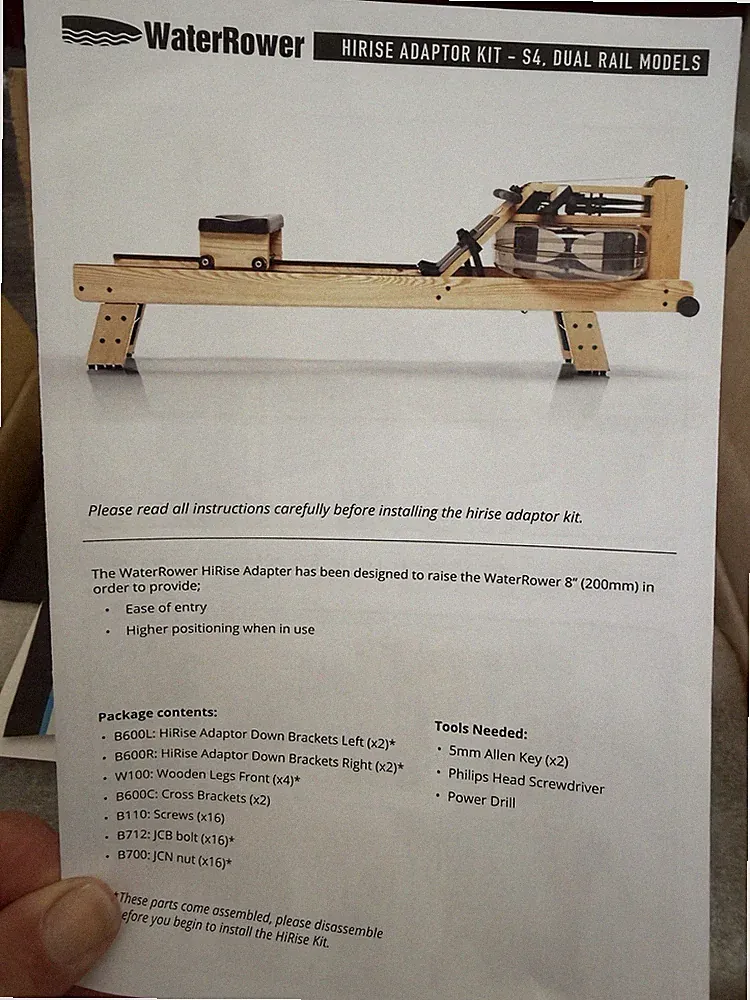 WaterRower Accessories HiRise Adaptors HR-150 24" x 14" x 4" Natural NEW IN BOX