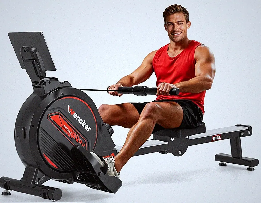 Wenoker Rowing Machine for Home - Dark Red