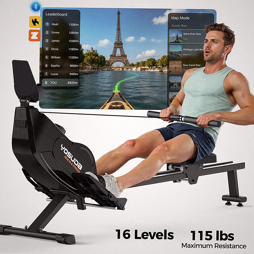 YOSUDA Magnetic Rowing Machine 350lbs Weight Capacity, Foldable Rower for Home