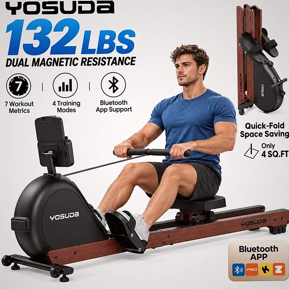 YOSUDA RM11 Magnetic Rowing Machine, 132 LBS Resistance, Foldable Home Rower