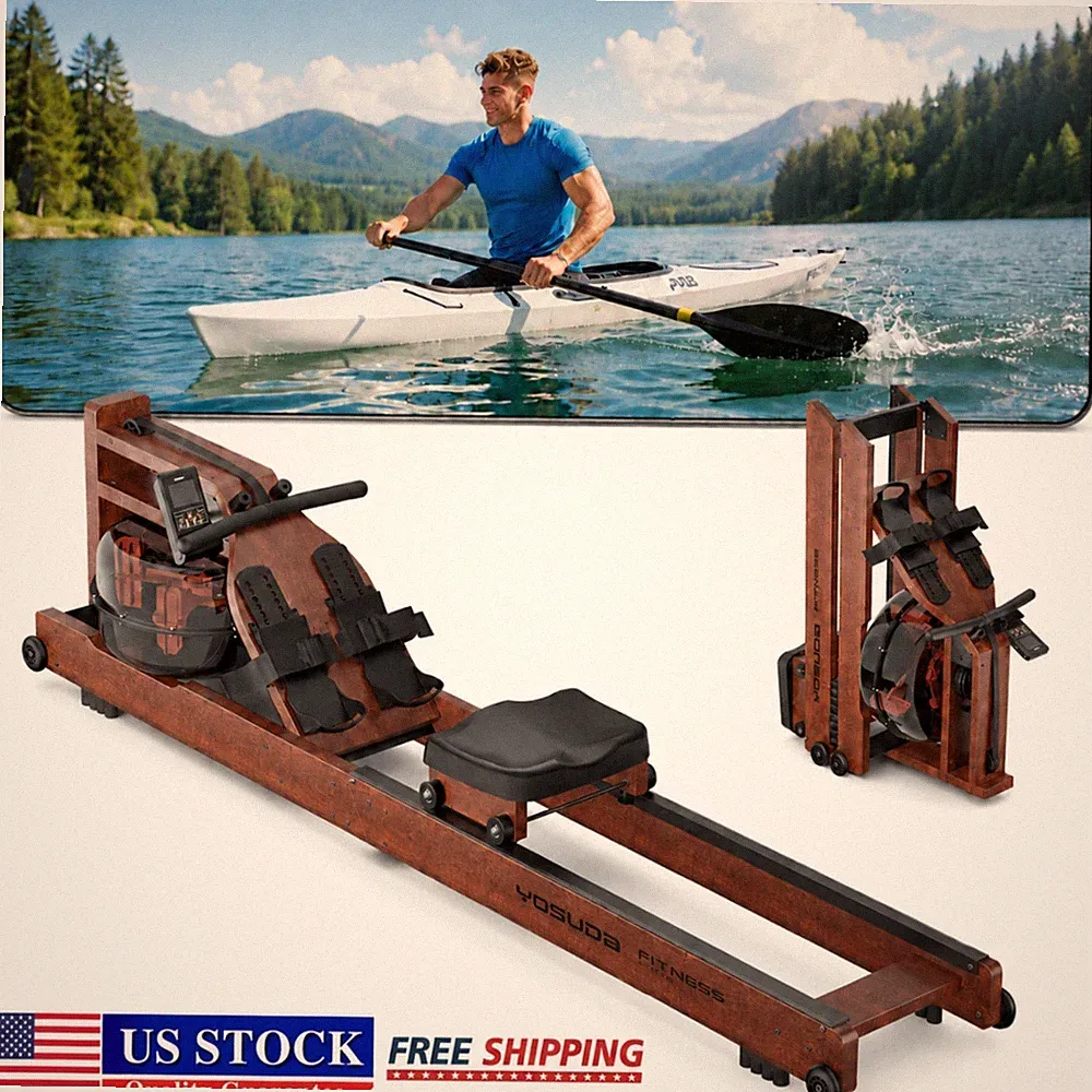 YOSUDA Water Rowing Machine for Home Gym, Immersive Wooden Water Rower Machine